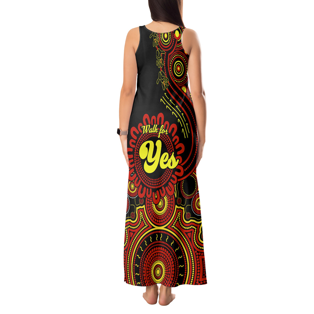 australia-walk-for-yes-tank-maxi-dress-indigenous-voice-2023-aboriginal-red-vibe