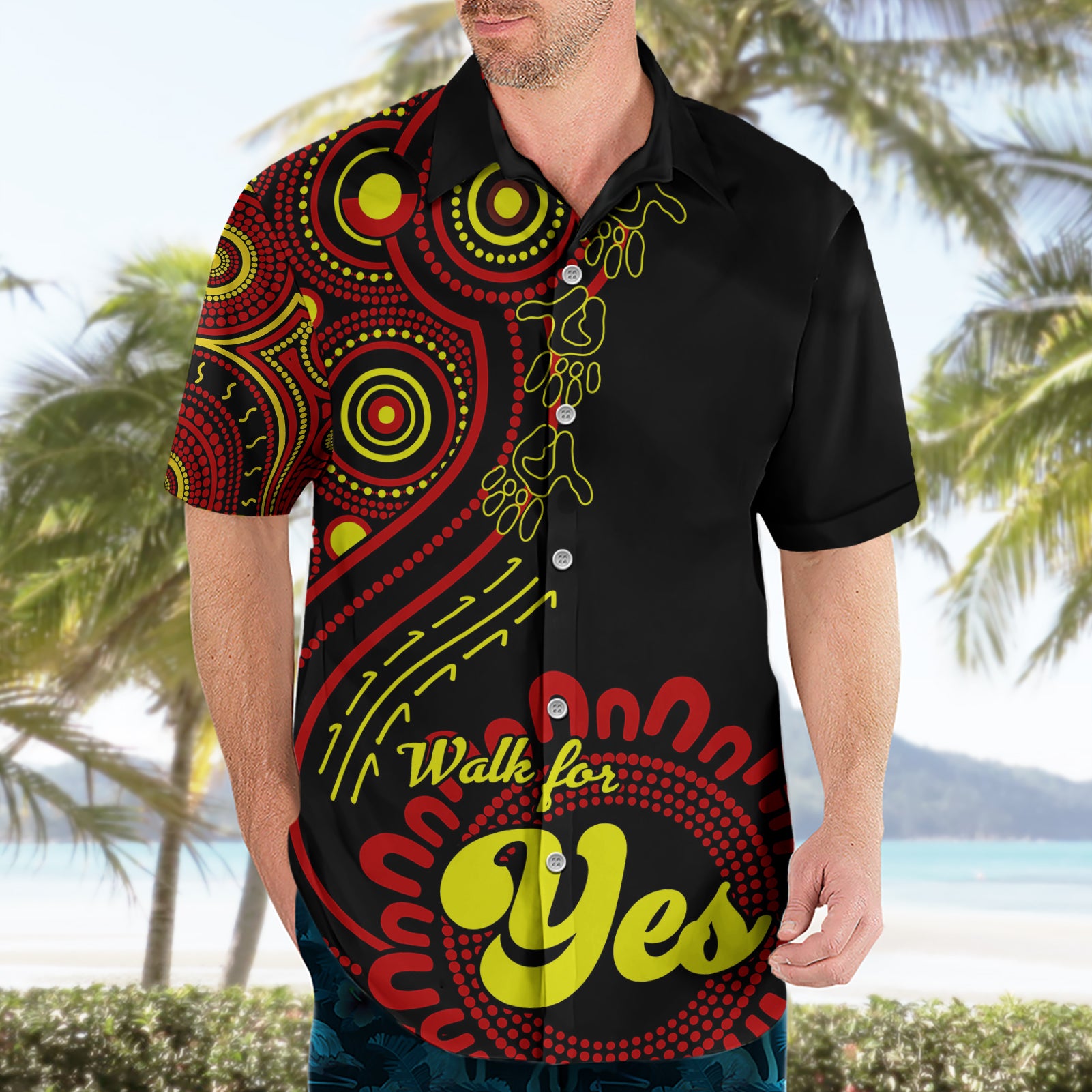Personalised Australia Walk For Yes Hawaiian Shirt Indigenous Voice 2023 Aboriginal Red Vibe - Vibe Hoodie Shop