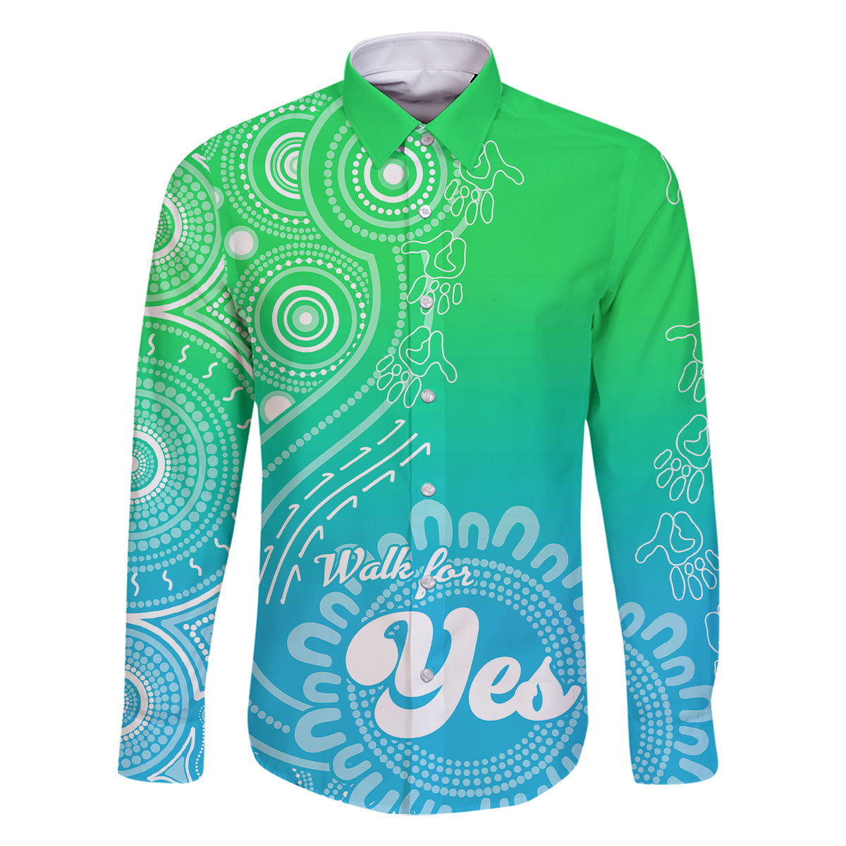 australia-walk-for-yes-family-matching-long-sleeve-bodycon-dress-and-hawaiian-shirt-indigenous-voice-2023-aboriginal-green-vibe