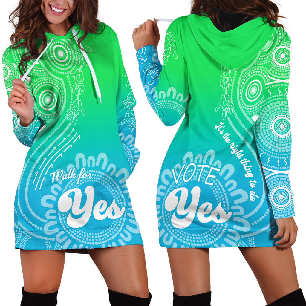 Australia Walk For Yes Hoodie Dress Indigenous Voice 2023 Aboriginal Green Vibe - Vibe Hoodie Shop