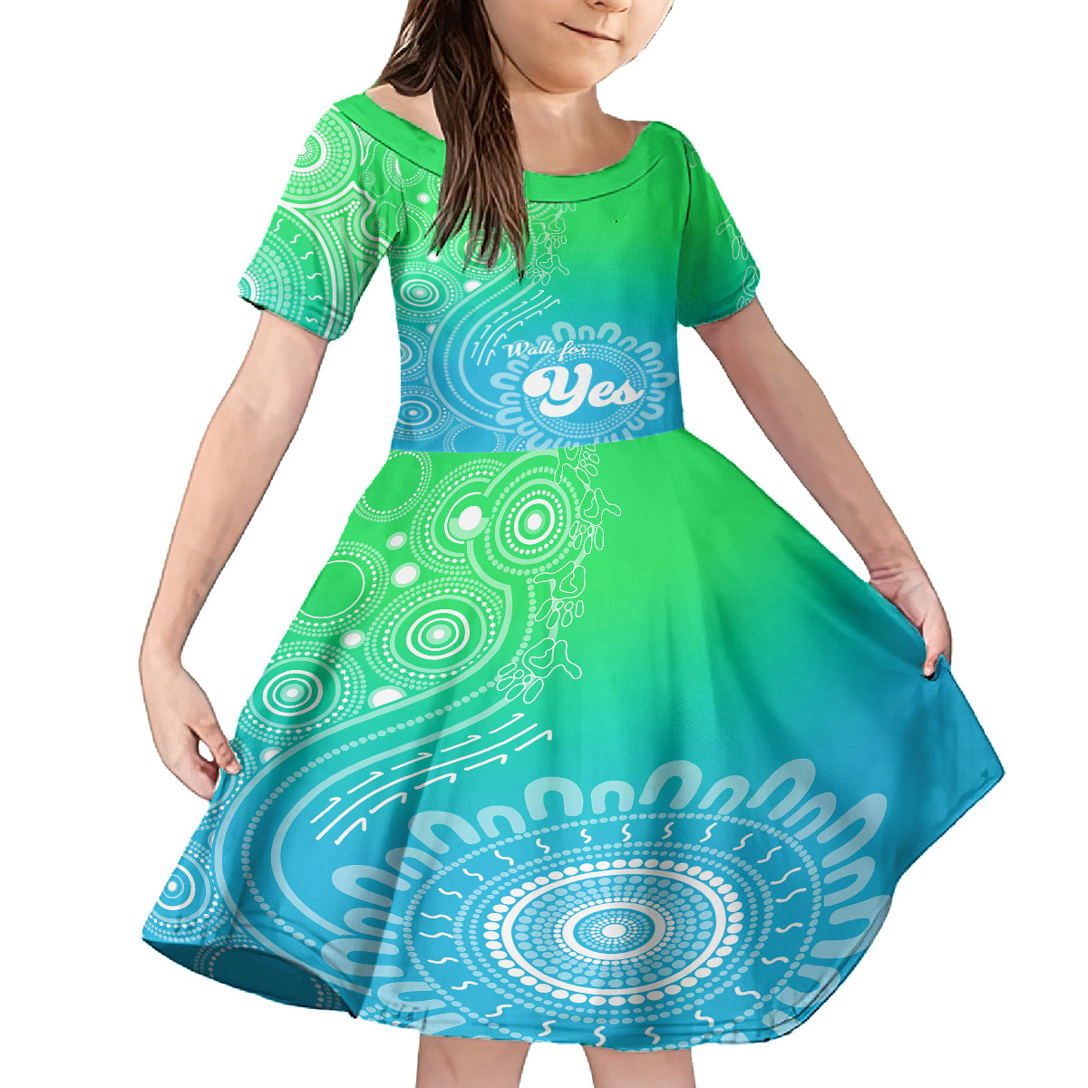 Australia Walk For Yes Kid Short Sleeve Dress Indigenous Voice 2023 Aboriginal Green Vibe - Vibe Hoodie Shop