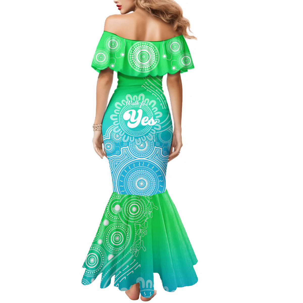 australia-walk-for-yes-mermaid-dress-indigenous-voice-2023-aboriginal-green-vibe