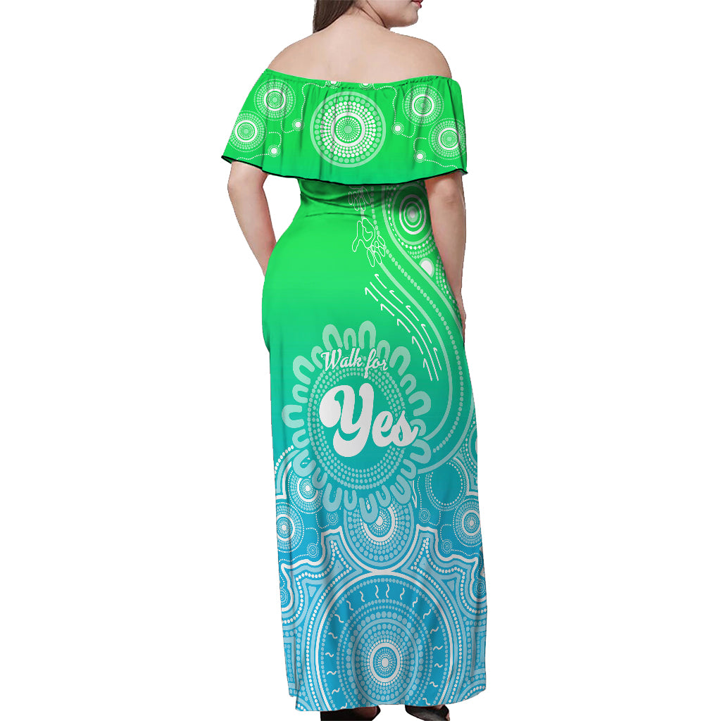 australia-walk-for-yes-off-shoulder-maxi-dress-indigenous-voice-2023-aboriginal-green-vibe