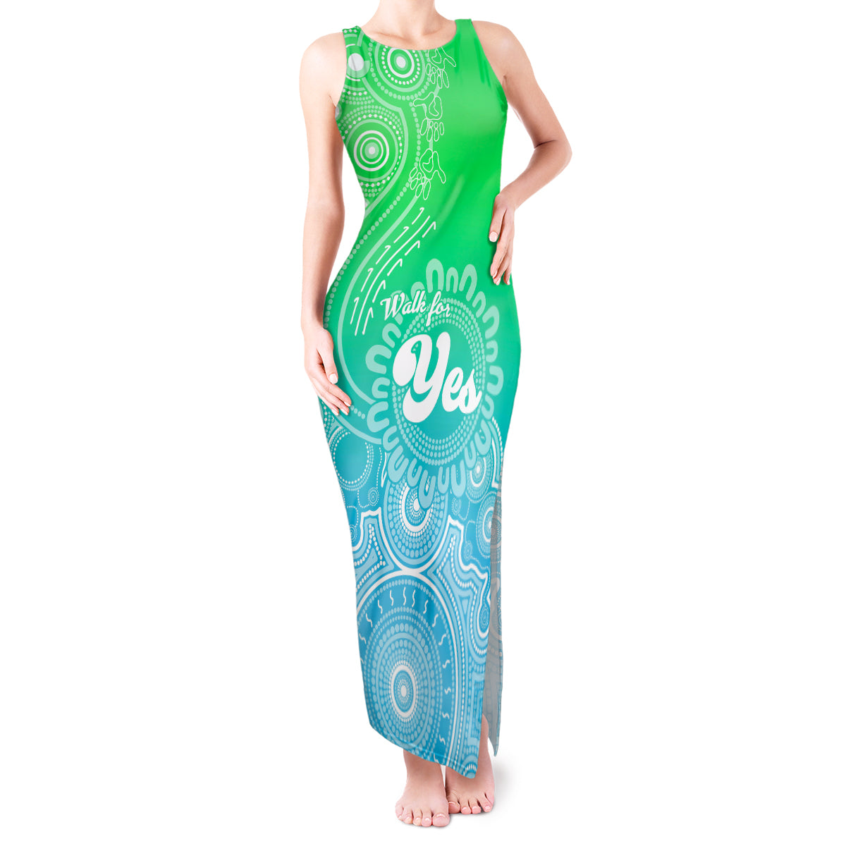 australia-walk-for-yes-tank-maxi-dress-indigenous-voice-2023-aboriginal-green-vibe