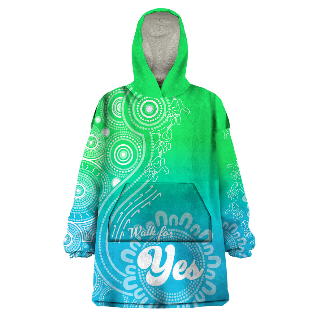 Australia Walk For Yes Wearable Blanket Hoodie Indigenous Voice 2023 Aboriginal Green Vibe - Vibe Hoodie Shop