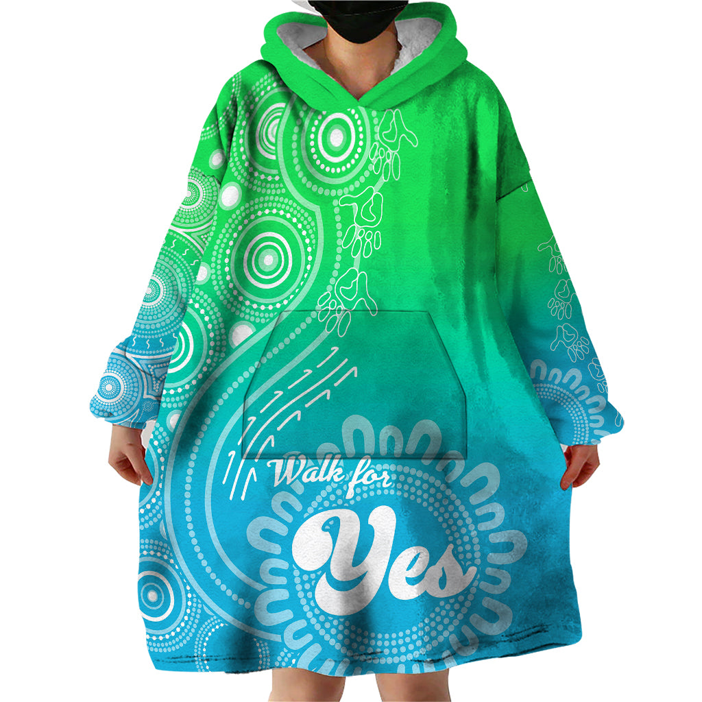 Australia Walk For Yes Wearable Blanket Hoodie Indigenous Voice 2023 Aboriginal Green Vibe - Vibe Hoodie Shop