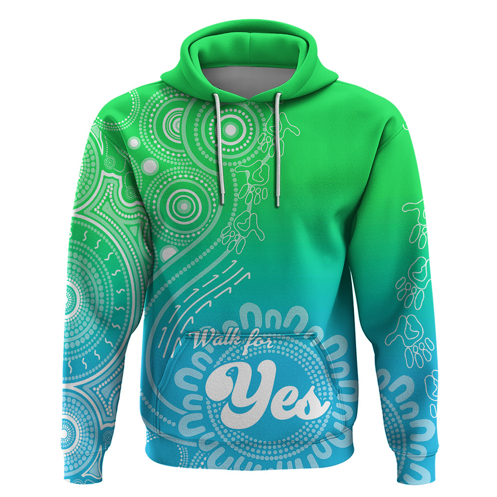 Personalised Australia Walk For Yes Hoodie Indigenous Voice 2023 Aboriginal Green Vibe LT9 - Vibe Hoodie Shop