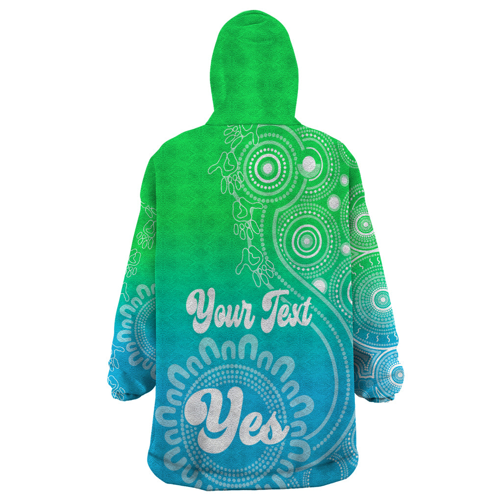 Personalised Australia Walk For Yes Wearable Blanket Hoodie Indigenous Voice 2023 Aboriginal Green Vibe - Vibe Hoodie Shop