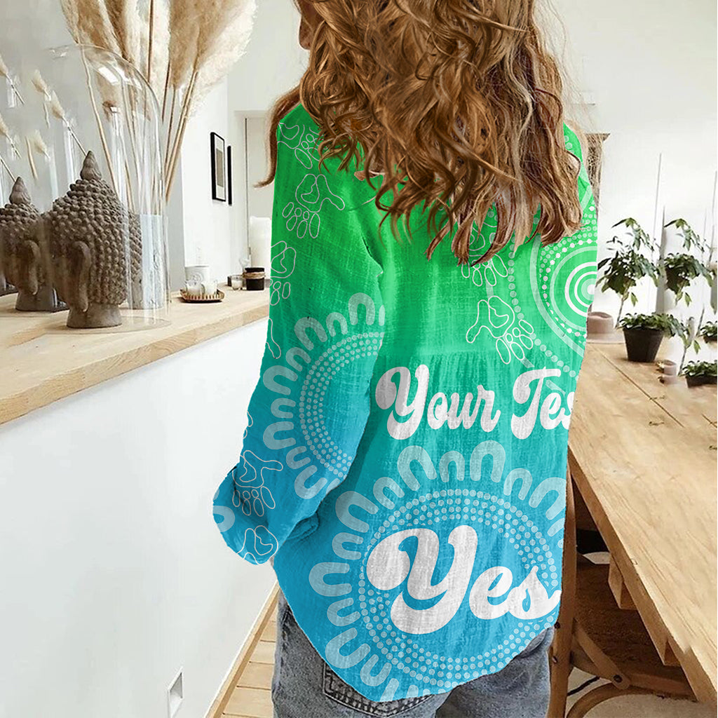 Personalised Australia Walk For Yes Women Casual Shirt Indigenous Voice 2023 Aboriginal Green Vibe - Vibe Hoodie Shop