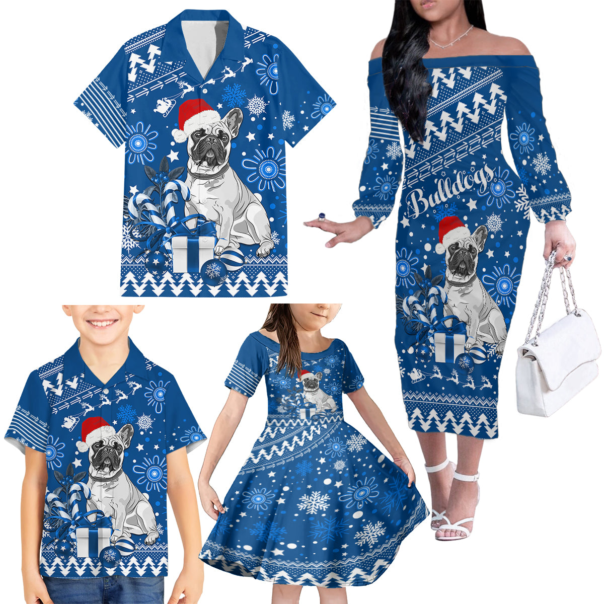 bulldogs-rugby-family-matching-off-shoulder-long-sleeve-dress-and-hawaiian-shirt-christmas-vibe-2023