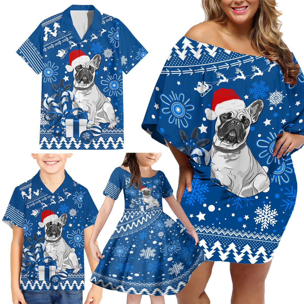 bulldogs-rugby-family-matching-off-shoulder-short-dress-and-hawaiian-shirt-christmas-vibe-2023