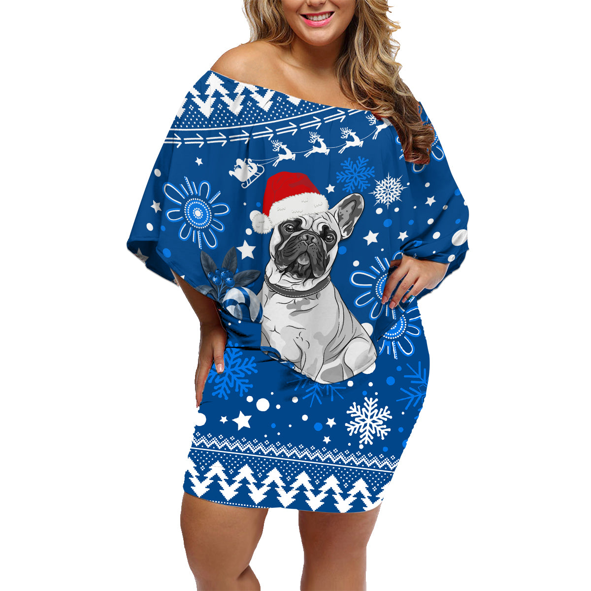 bulldogs-rugby-family-matching-off-shoulder-short-dress-and-hawaiian-shirt-christmas-vibe-2023