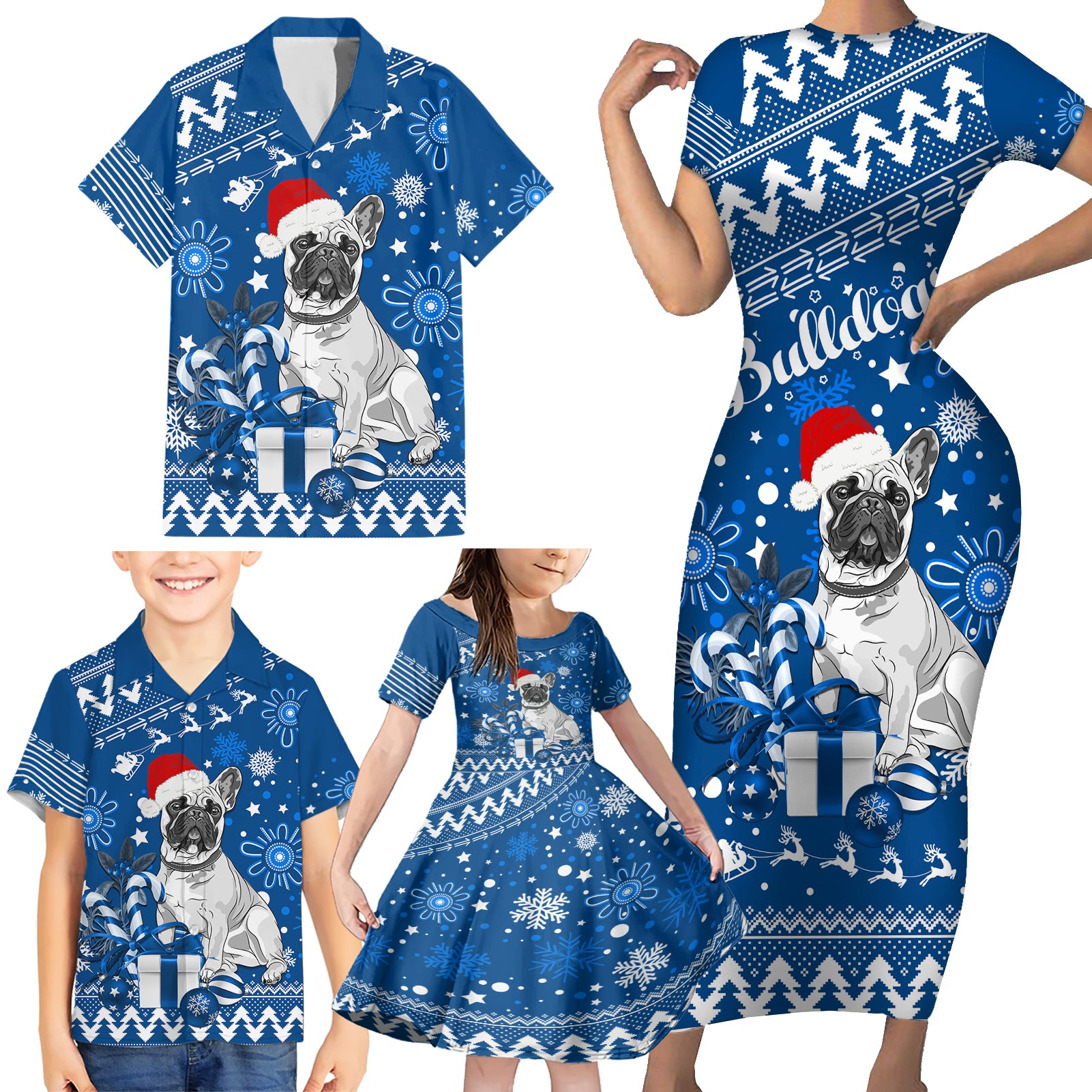 bulldogs-rugby-family-matching-short-sleeve-bodycon-dress-and-hawaiian-shirt-christmas-vibe-2023