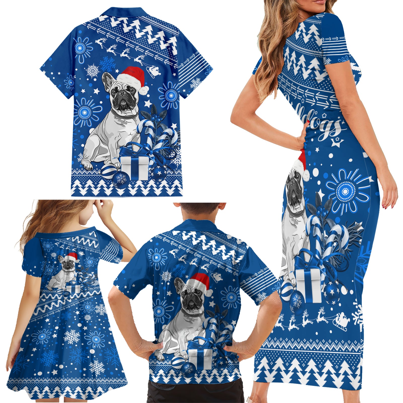 bulldogs-rugby-family-matching-short-sleeve-bodycon-dress-and-hawaiian-shirt-christmas-vibe-2023