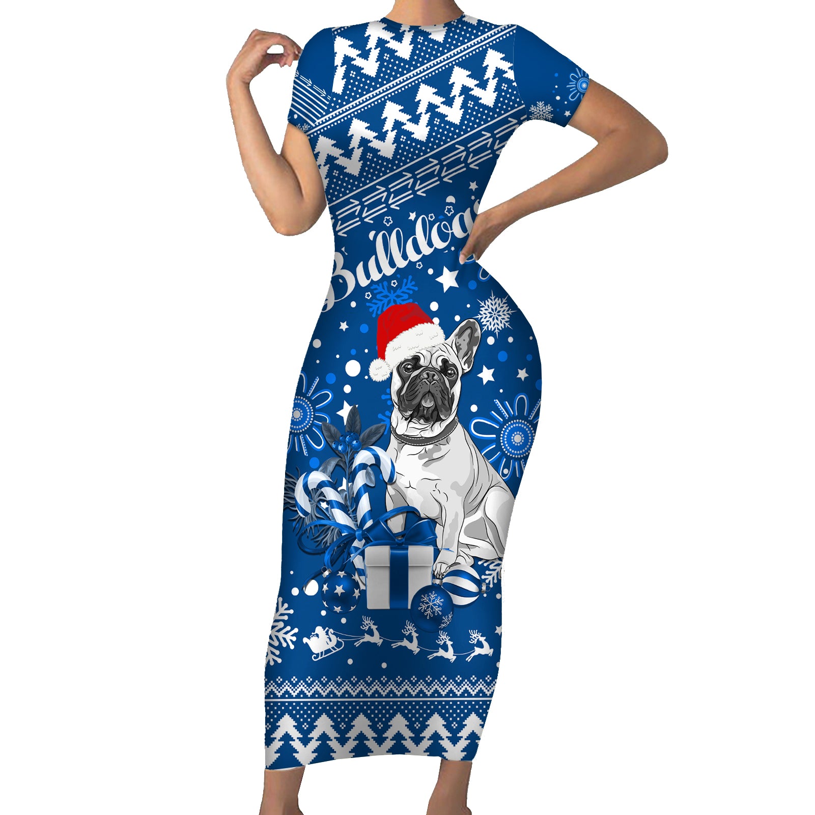 bulldogs-rugby-family-matching-short-sleeve-bodycon-dress-and-hawaiian-shirt-christmas-vibe-2023