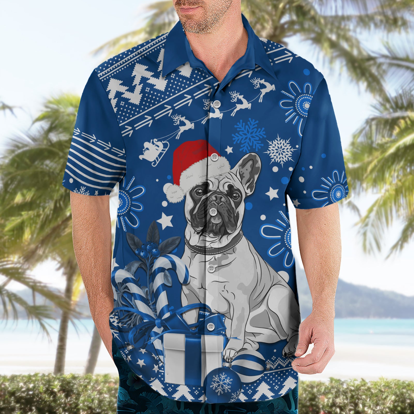 Bulldogs Rugby Hawaiian Shirt Christmas Vibe 2023 - Vibe Hoodie Shop