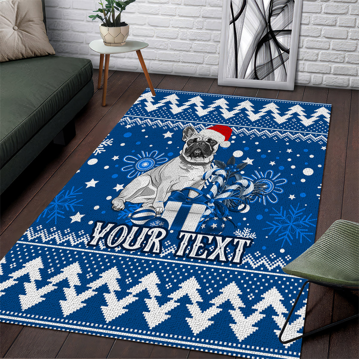 Custom Bulldogs Rugby Area Rug Christmas Vibe 2023 - Vibe Hoodie Shop