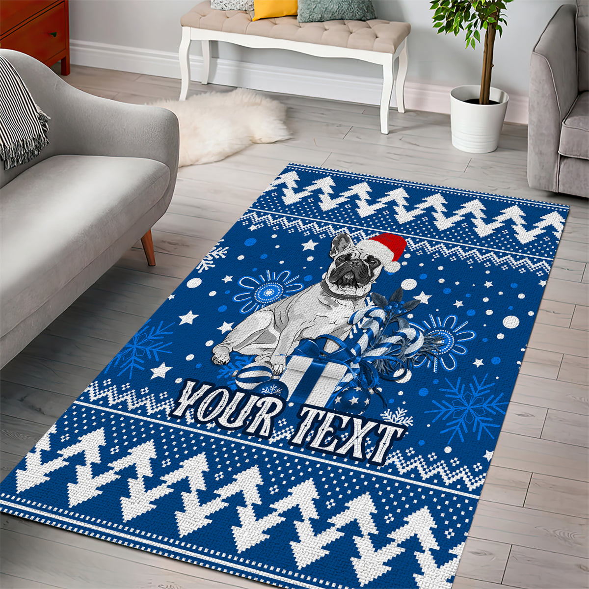 Custom Bulldogs Rugby Area Rug Christmas Vibe 2023 - Vibe Hoodie Shop