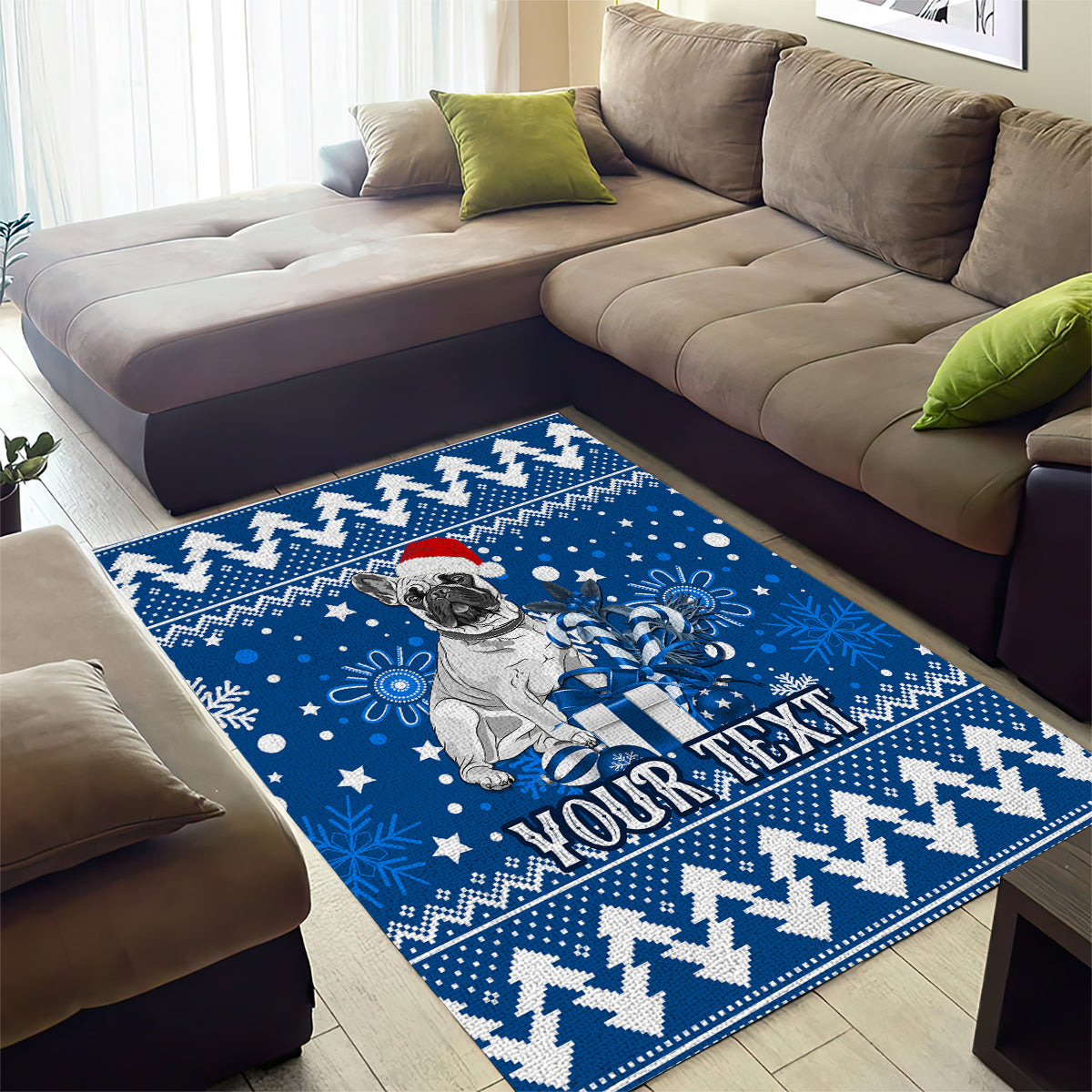 Custom Bulldogs Rugby Area Rug Christmas Vibe 2023 - Vibe Hoodie Shop