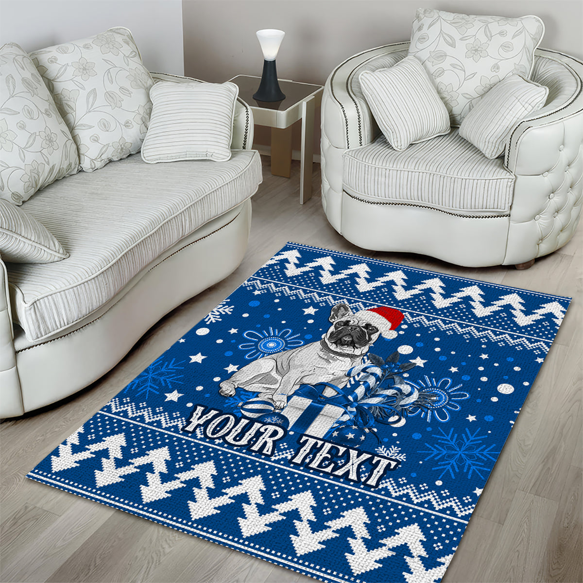 Custom Bulldogs Rugby Area Rug Christmas Vibe 2023 - Vibe Hoodie Shop