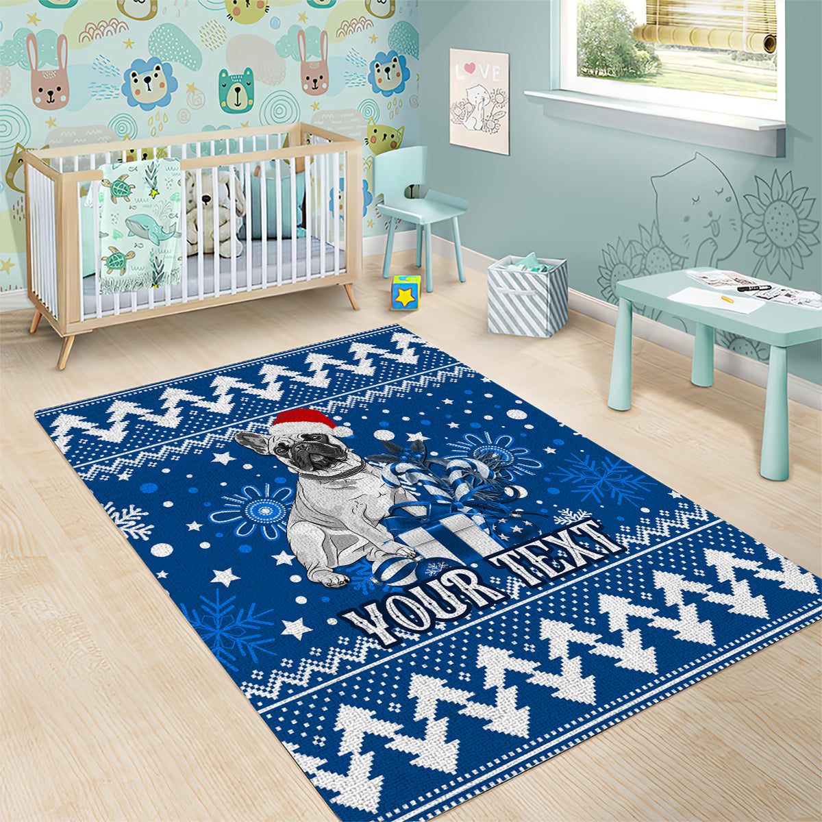 Custom Bulldogs Rugby Area Rug Christmas Vibe 2023 - Vibe Hoodie Shop