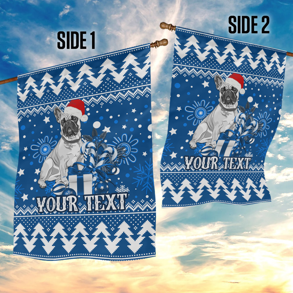 Custom Bulldogs Rugby Garden Flag Christmas Vibe 2023 - Vibe Hoodie Shop