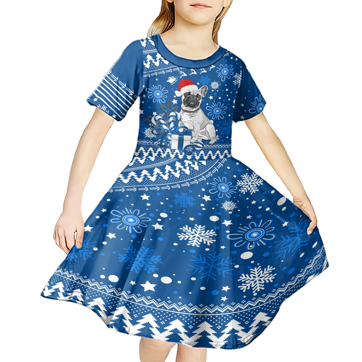 Custom Bulldogs Rugby Kid Short Sleeve Dress Christmas Vibe 2023 - Vibe Hoodie Shop