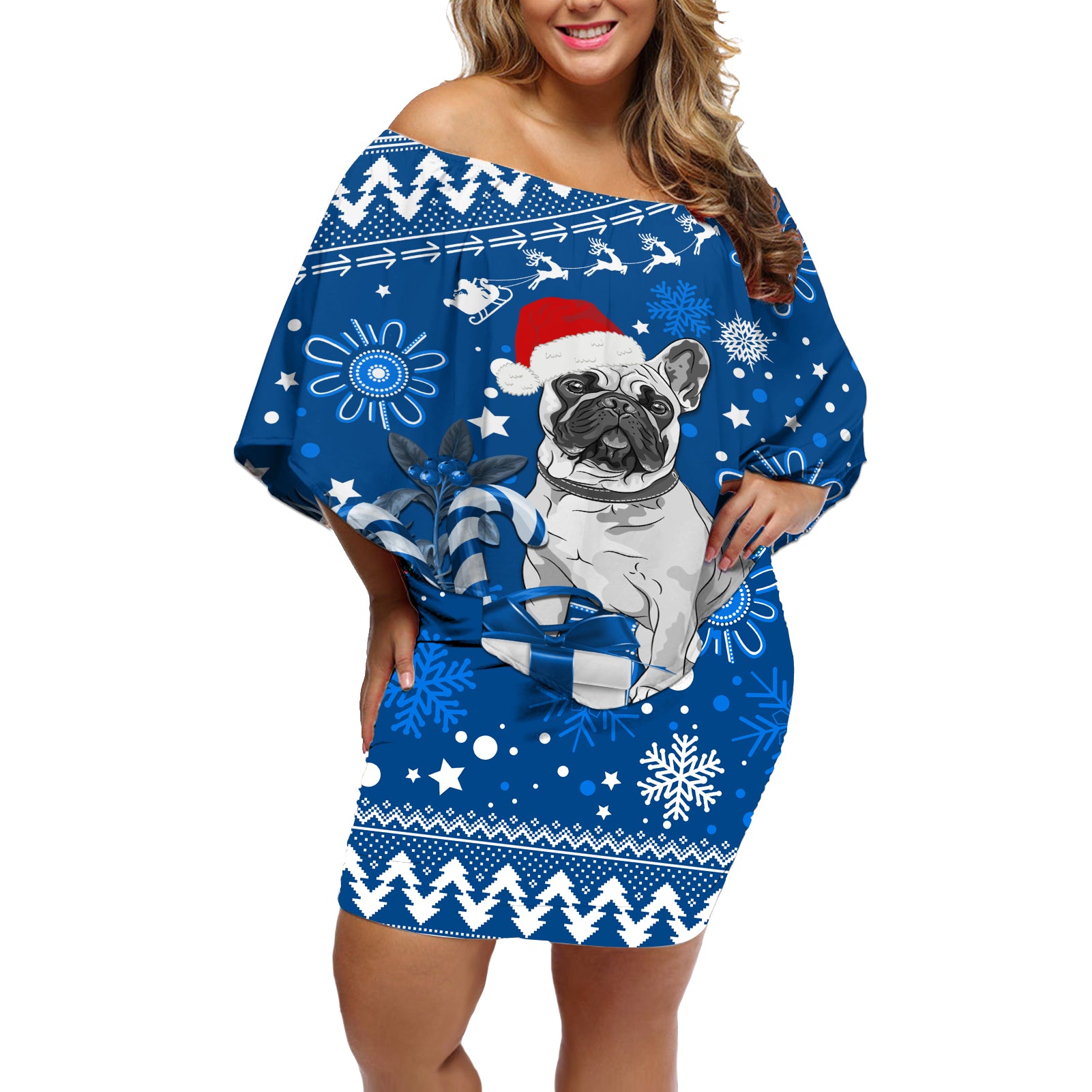 custom-bulldogs-rugby-off-shoulder-short-dress-christmas-vibe-2023