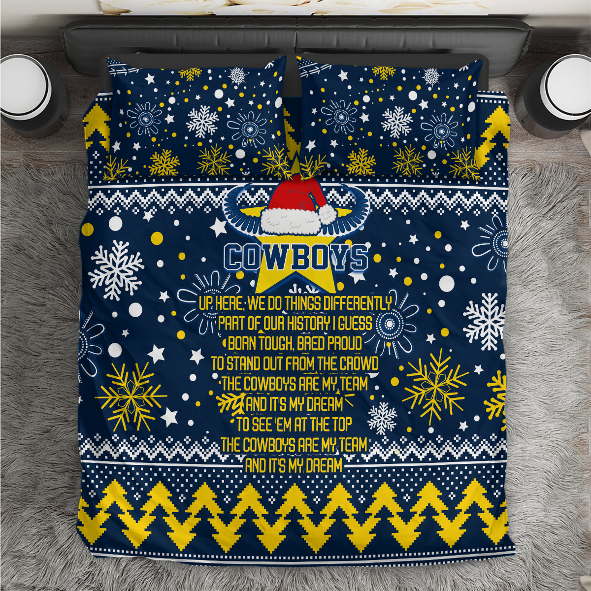 Cowboys Rugby Bedding Set Born Tough Bred Proud Christmas Vibe 2023 - Vibe Hoodie Shop