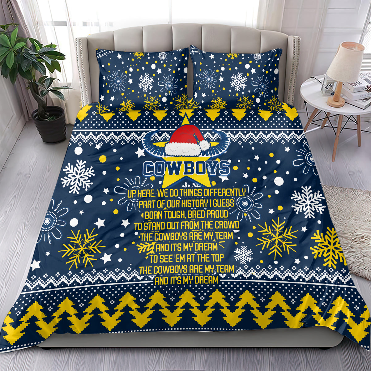 Cowboys Rugby Bedding Set Born Tough Bred Proud Christmas Vibe 2023 - Vibe Hoodie Shop