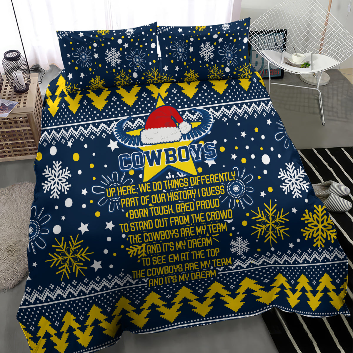 Cowboys Rugby Bedding Set Born Tough Bred Proud Christmas Vibe 2023 - Vibe Hoodie Shop