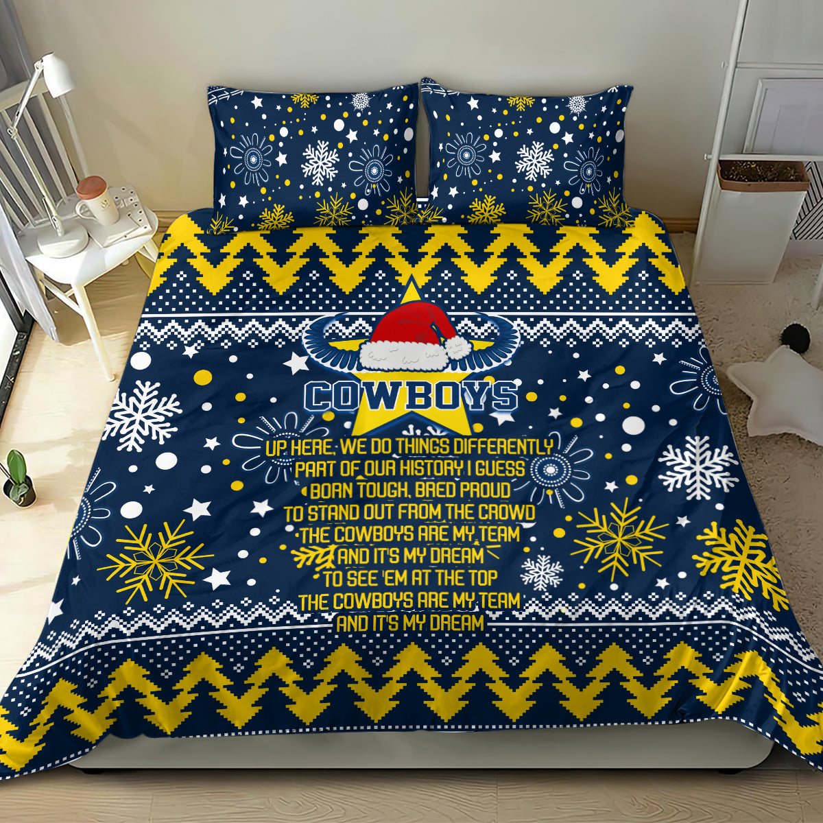 Cowboys Rugby Bedding Set Born Tough Bred Proud Christmas Vibe 2023 - Vibe Hoodie Shop