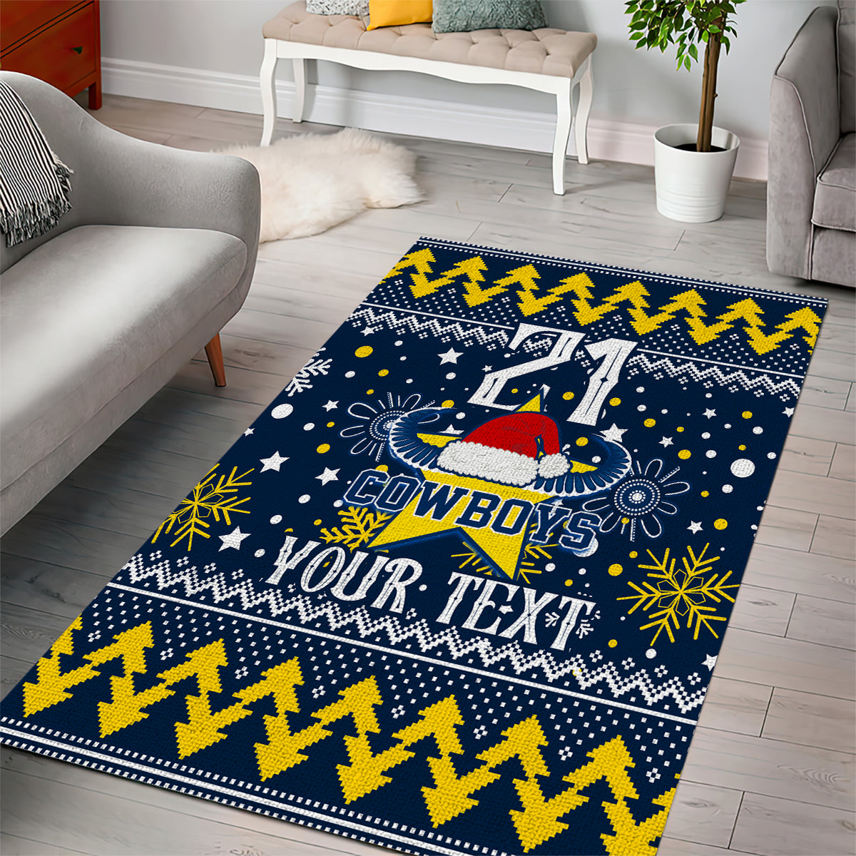 Custom Cowboys Rugby Area Rug Born Tough Bred Proud Christmas Vibe 2023 - Vibe Hoodie Shop