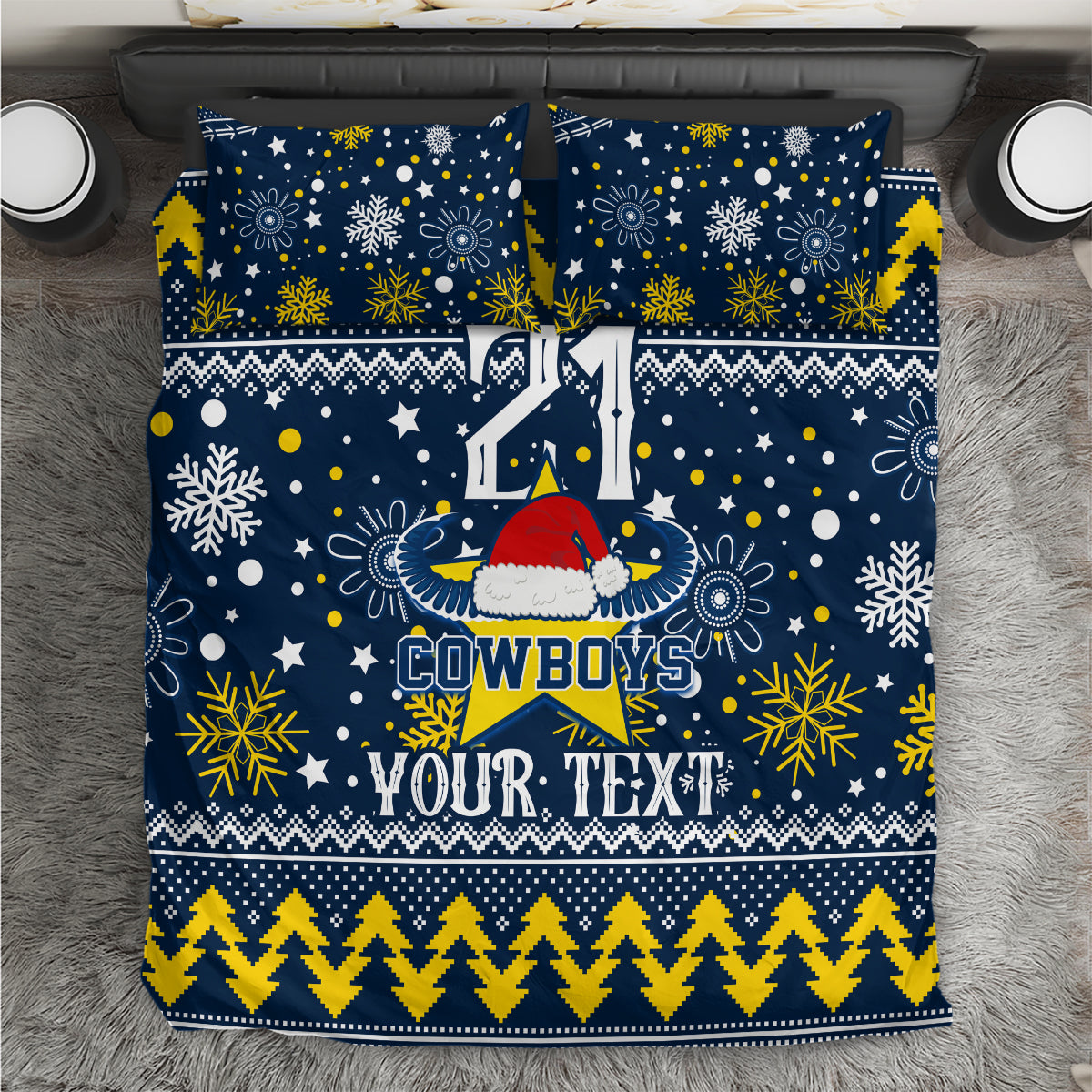 Custom Cowboys Rugby Bedding Set Born Tough Bred Proud Christmas Vibe 2023 - Vibe Hoodie Shop