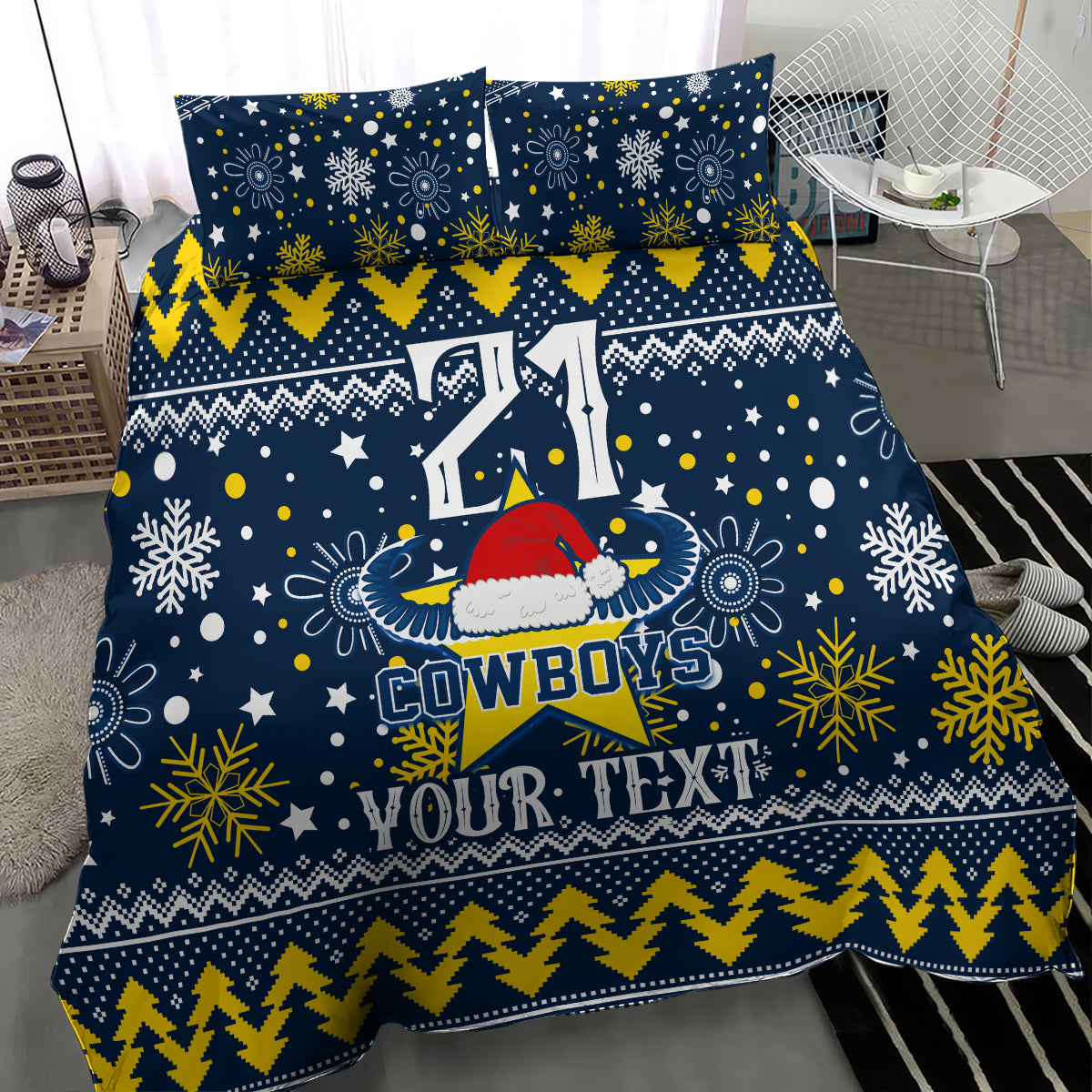 Custom Cowboys Rugby Bedding Set Born Tough Bred Proud Christmas Vibe 2023 - Vibe Hoodie Shop