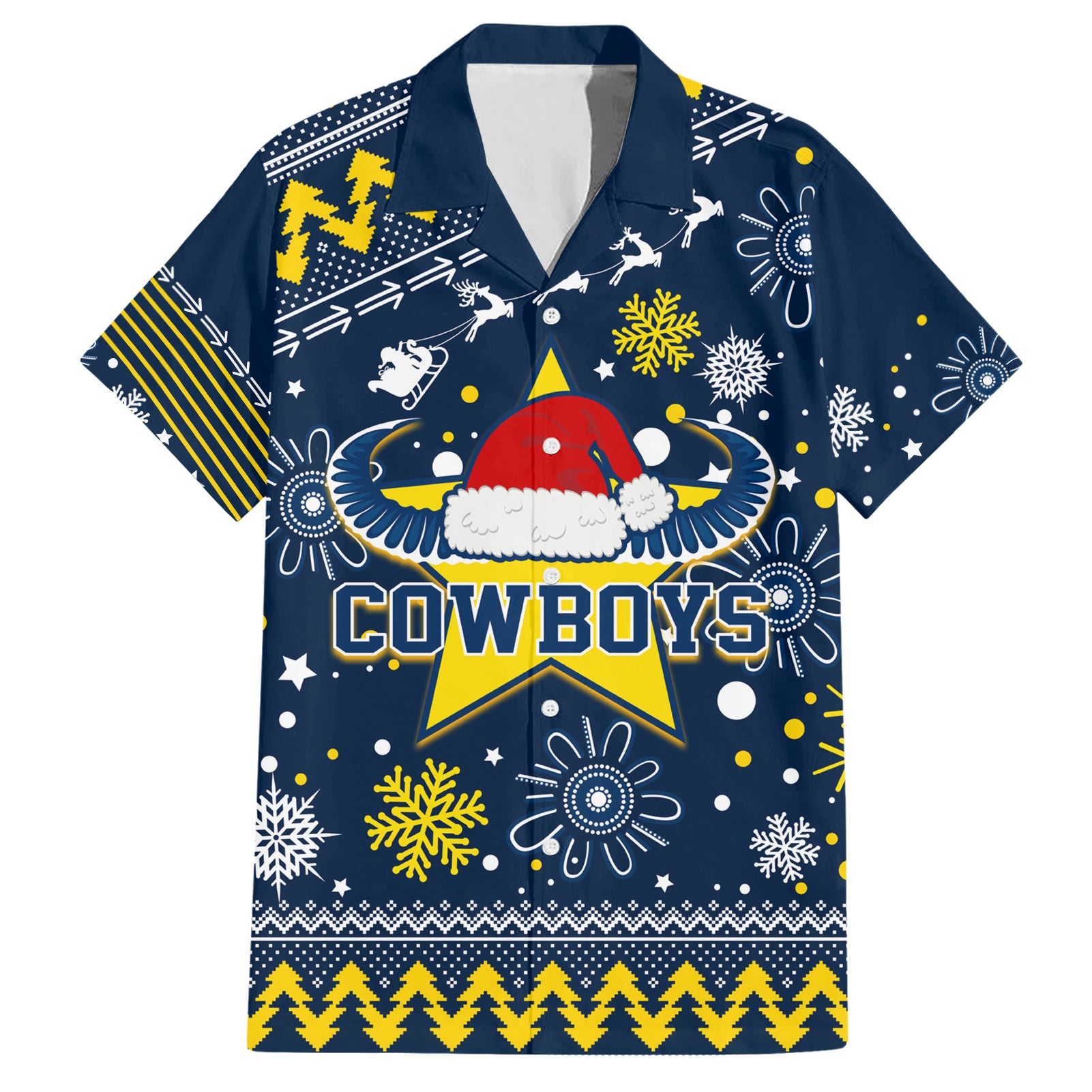 Custom Cowboys Rugby Hawaiian Shirt Born Tough Bred Proud Christmas Vibe 2023 - Vibe Hoodie Shop