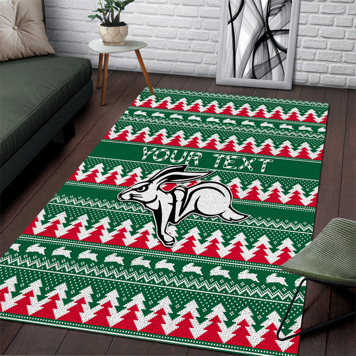 Personalised Rabbitohs Rugby Area Rug Christmas Simple Vibe 2023 - Vibe Hoodie Shop