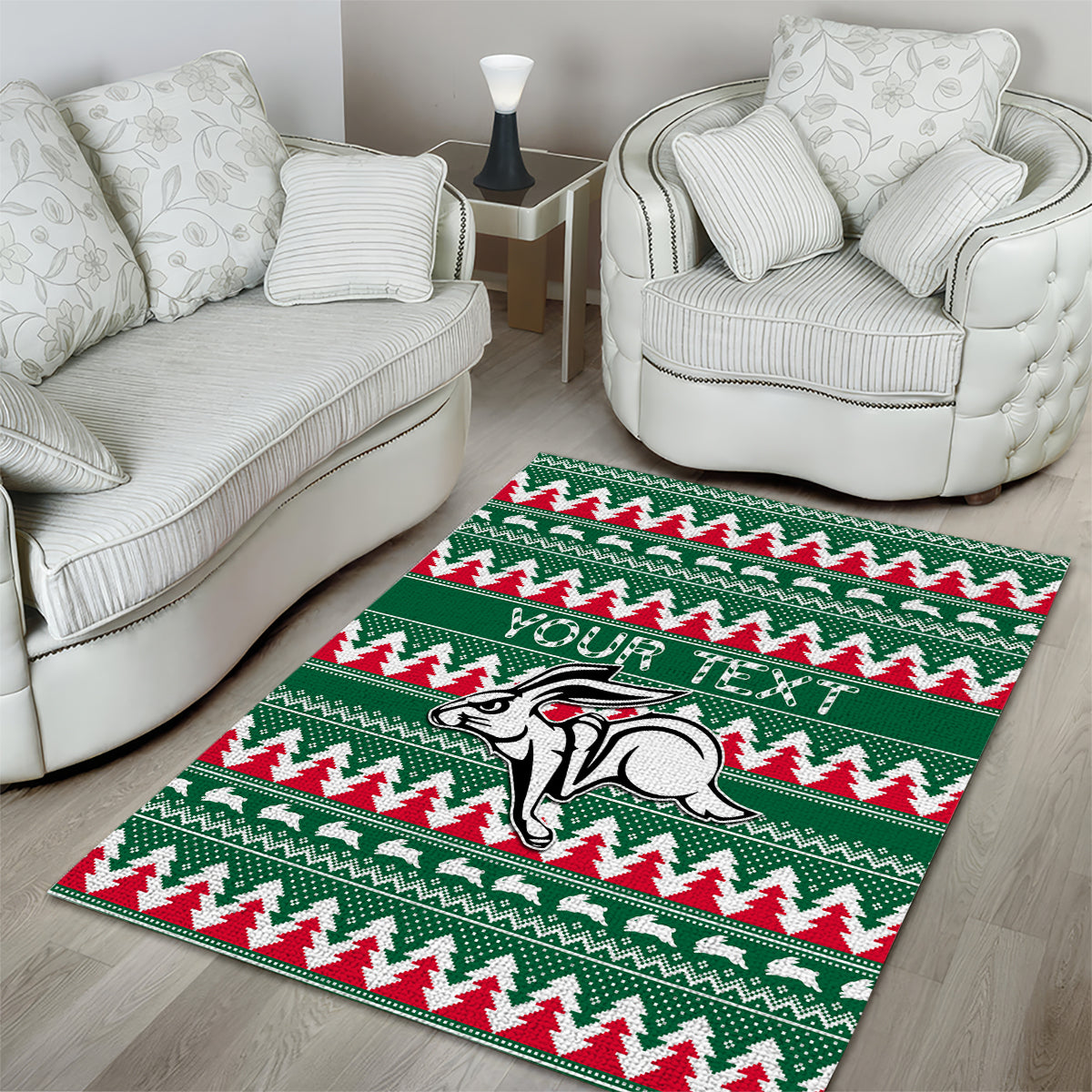 Personalised Rabbitohs Rugby Area Rug Christmas Simple Vibe 2023 - Vibe Hoodie Shop