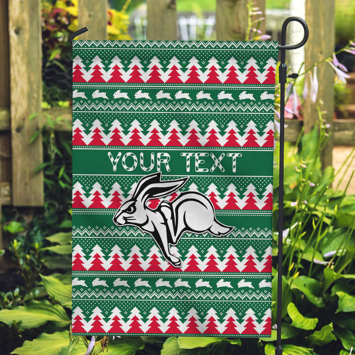 Personalised Rabbitohs Rugby Garden Flag Christmas Simple Vibe 2023 - Vibe Hoodie Shop