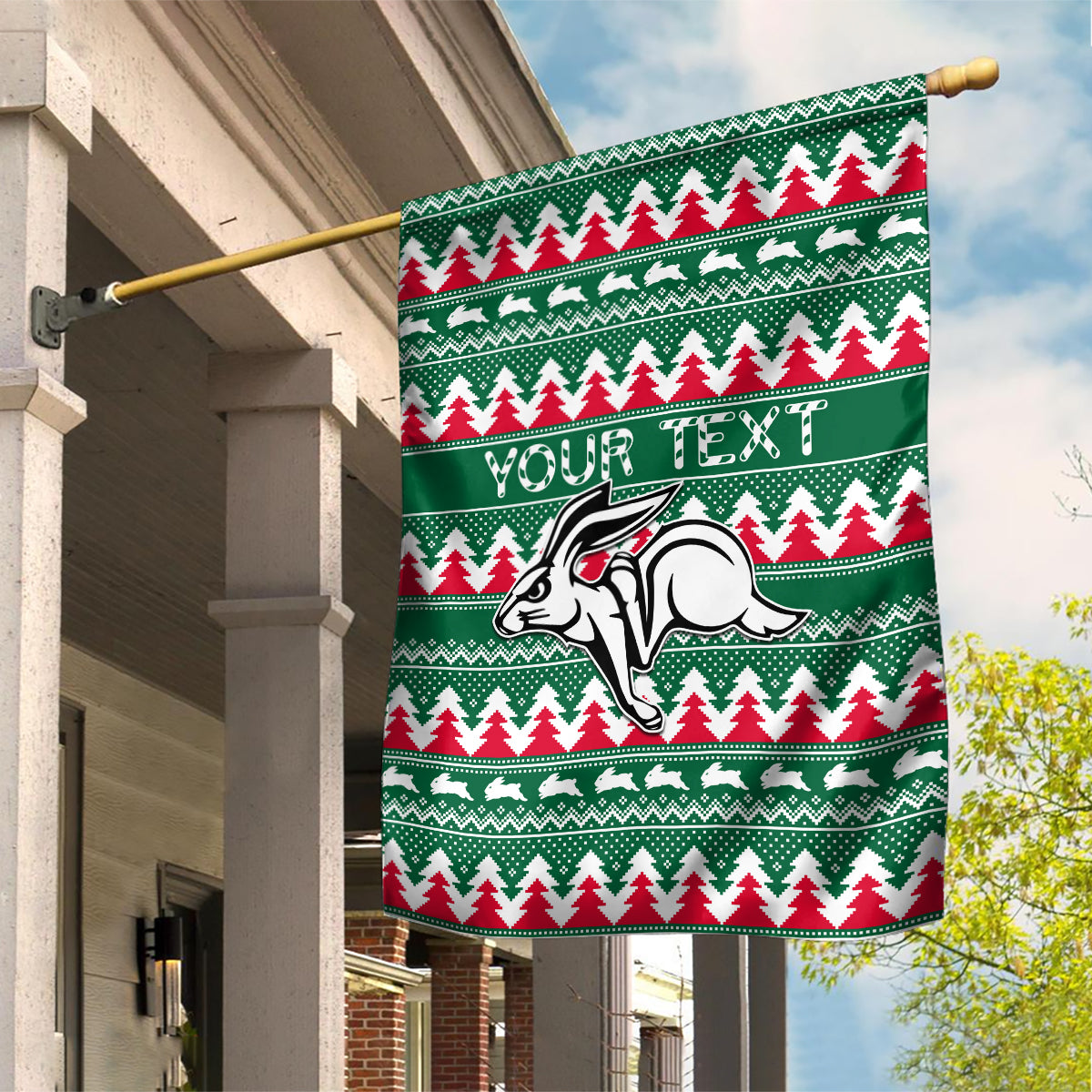 Personalised Rabbitohs Rugby Garden Flag Christmas Simple Vibe 2023 - Vibe Hoodie Shop