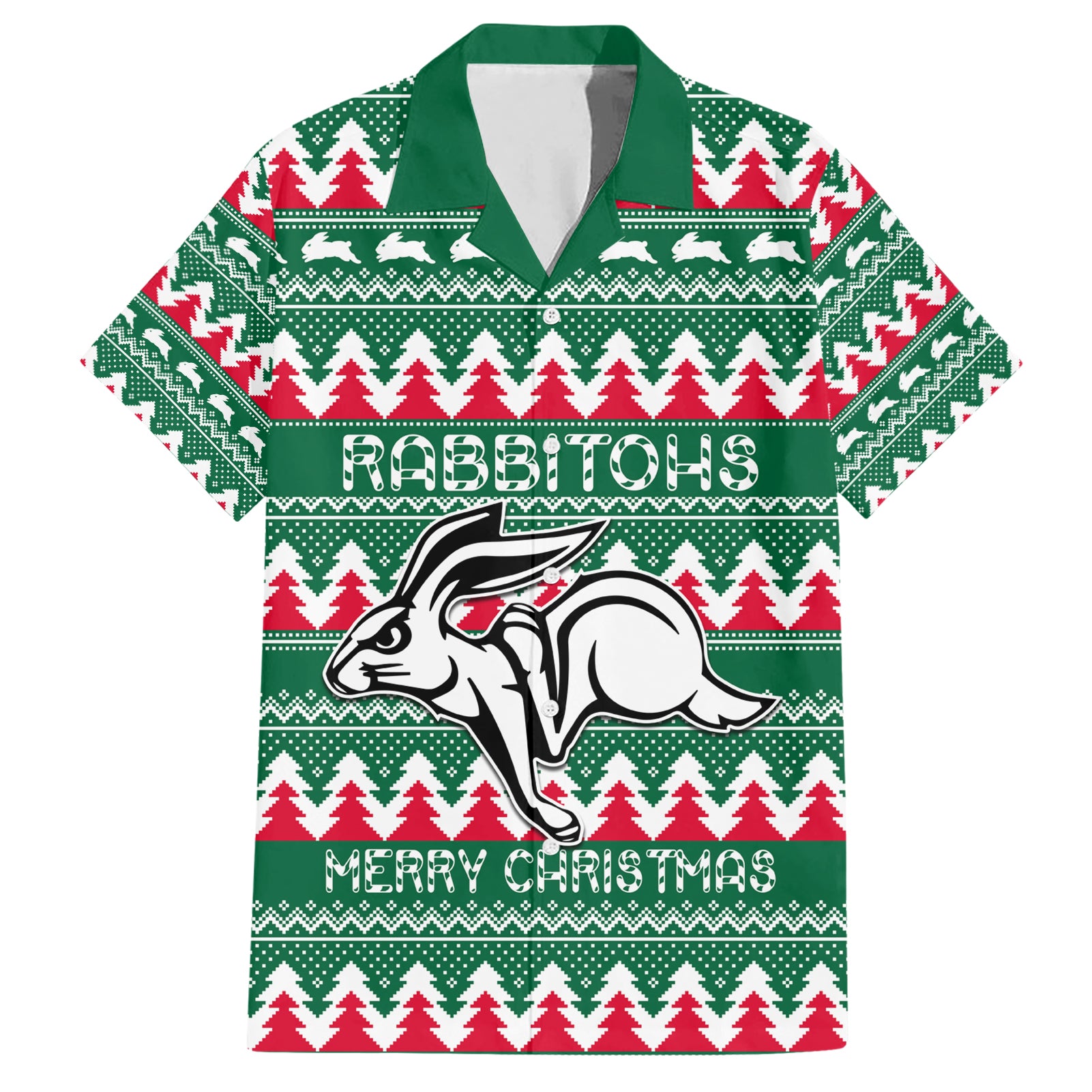 Personalised Rabbitohs Rugby Hawaiian Shirt Christmas Simple Vibe 2023 - Vibe Hoodie Shop