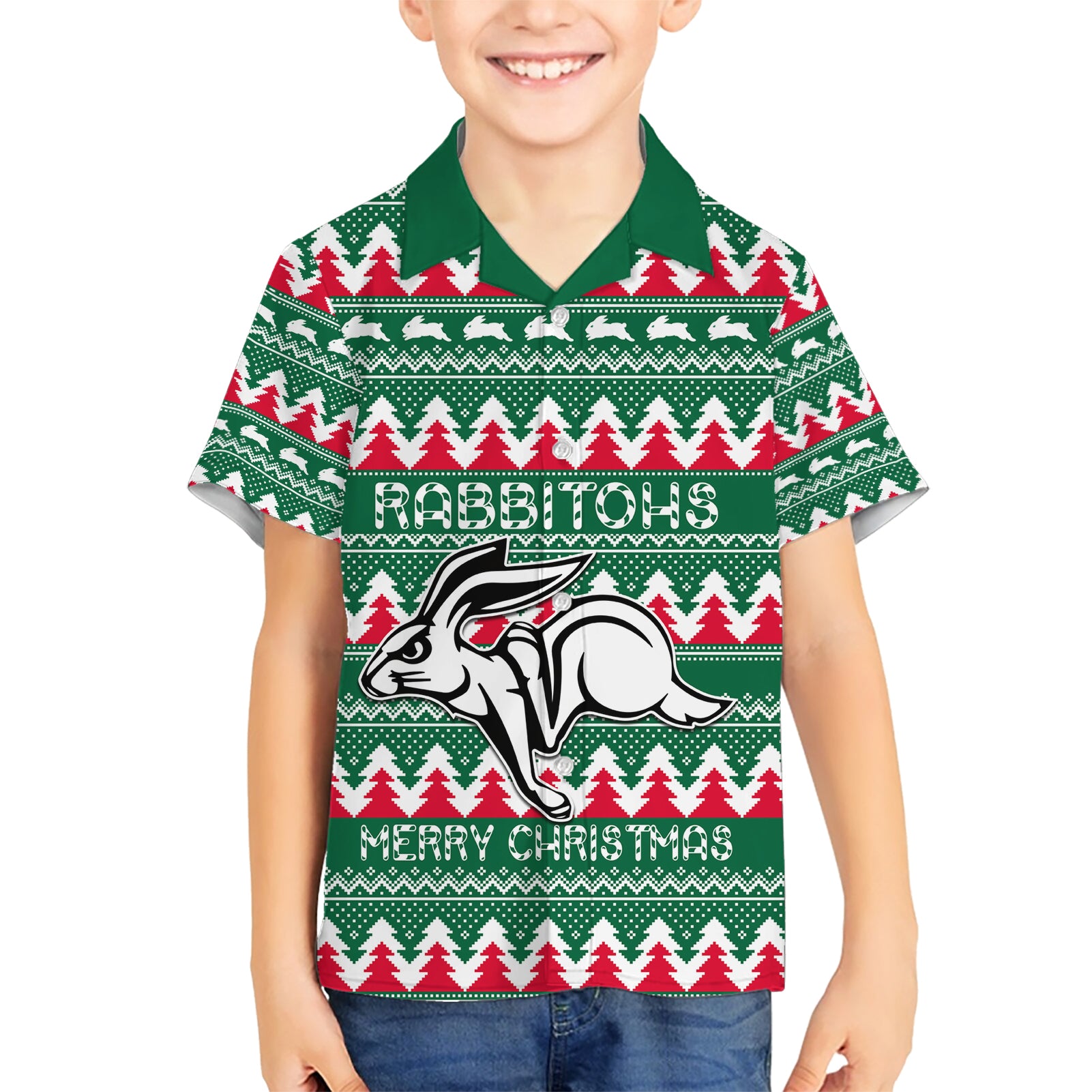 Personalised Rabbitohs Rugby Hawaiian Shirt Christmas Simple Vibe 2023 - Vibe Hoodie Shop