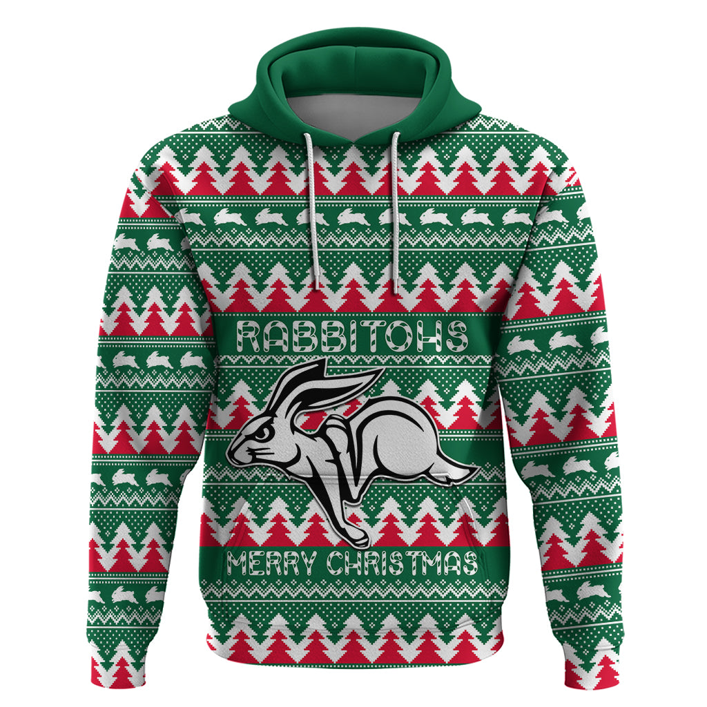 Personalised Rabbitohs Rugby Hoodie Christmas Simple Vibe 2023 LT9 - Vibe Hoodie Shop