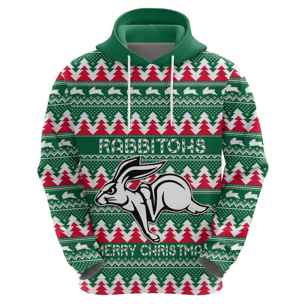 Personalised Rabbitohs Rugby Hoodie Christmas Simple Vibe 2023 LT9 - Vibe Hoodie Shop