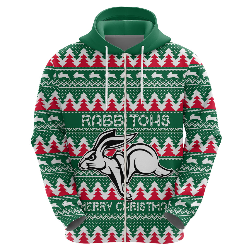 Personalised Rabbitohs Rugby Hoodie Christmas Simple Vibe 2023 LT9 - Vibe Hoodie Shop