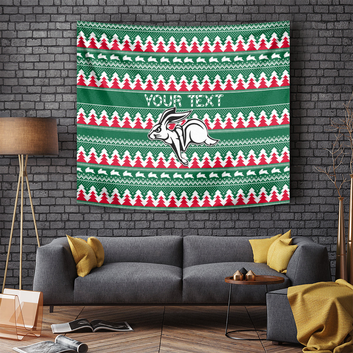 Personalised Rabbitohs Rugby Tapestry Christmas Simple Vibe 2023 - Vibe Hoodie Shop