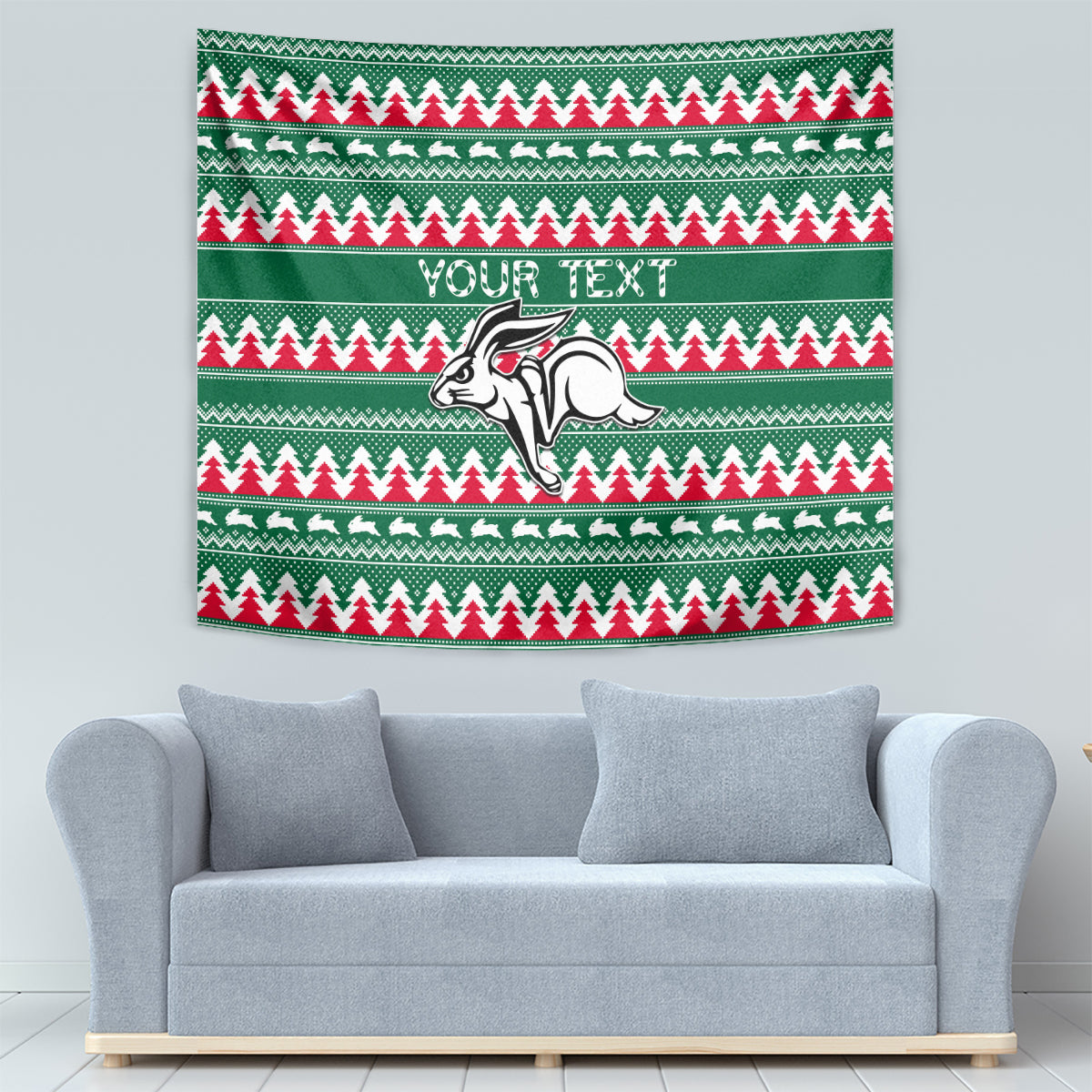 Personalised Rabbitohs Rugby Tapestry Christmas Simple Vibe 2023 - Vibe Hoodie Shop