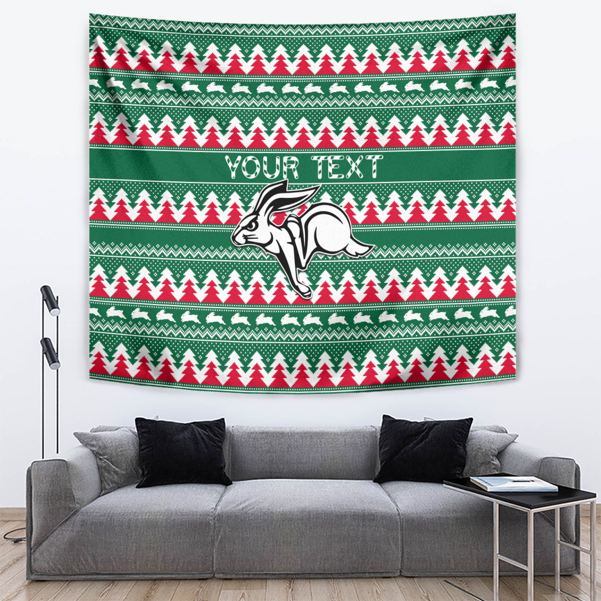 Personalised Rabbitohs Rugby Tapestry Christmas Simple Vibe 2023 - Vibe Hoodie Shop