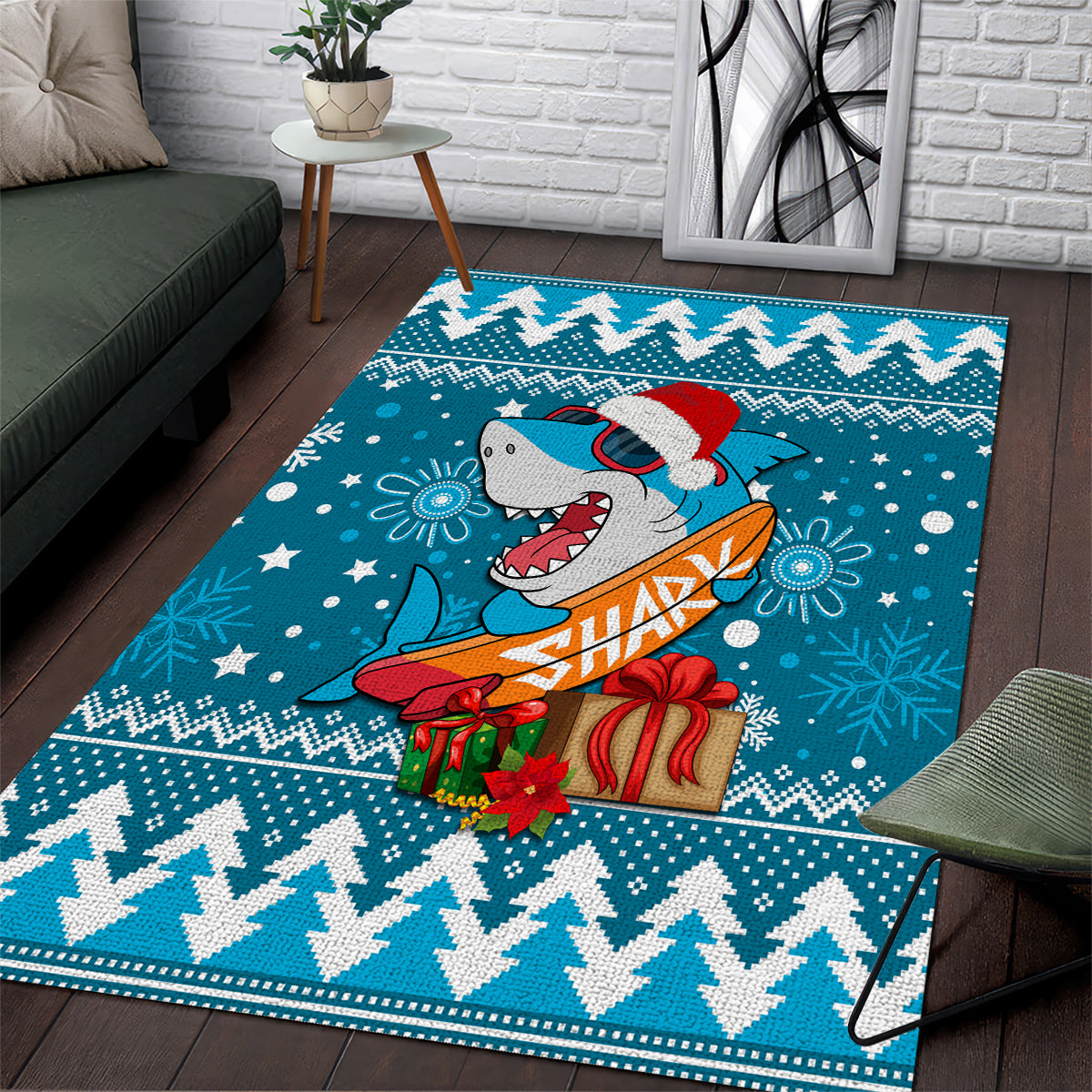 Sharks Rugby Area Rug Chirstmas Vibe 2023 - Vibe Hoodie Shop