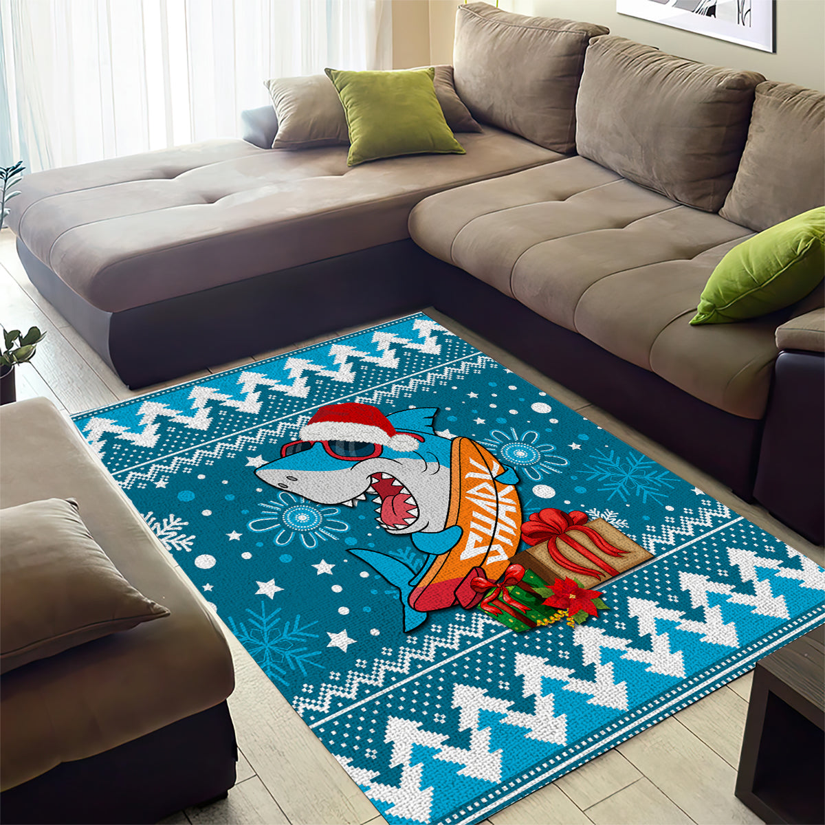 Sharks Rugby Area Rug Chirstmas Vibe 2023 - Vibe Hoodie Shop